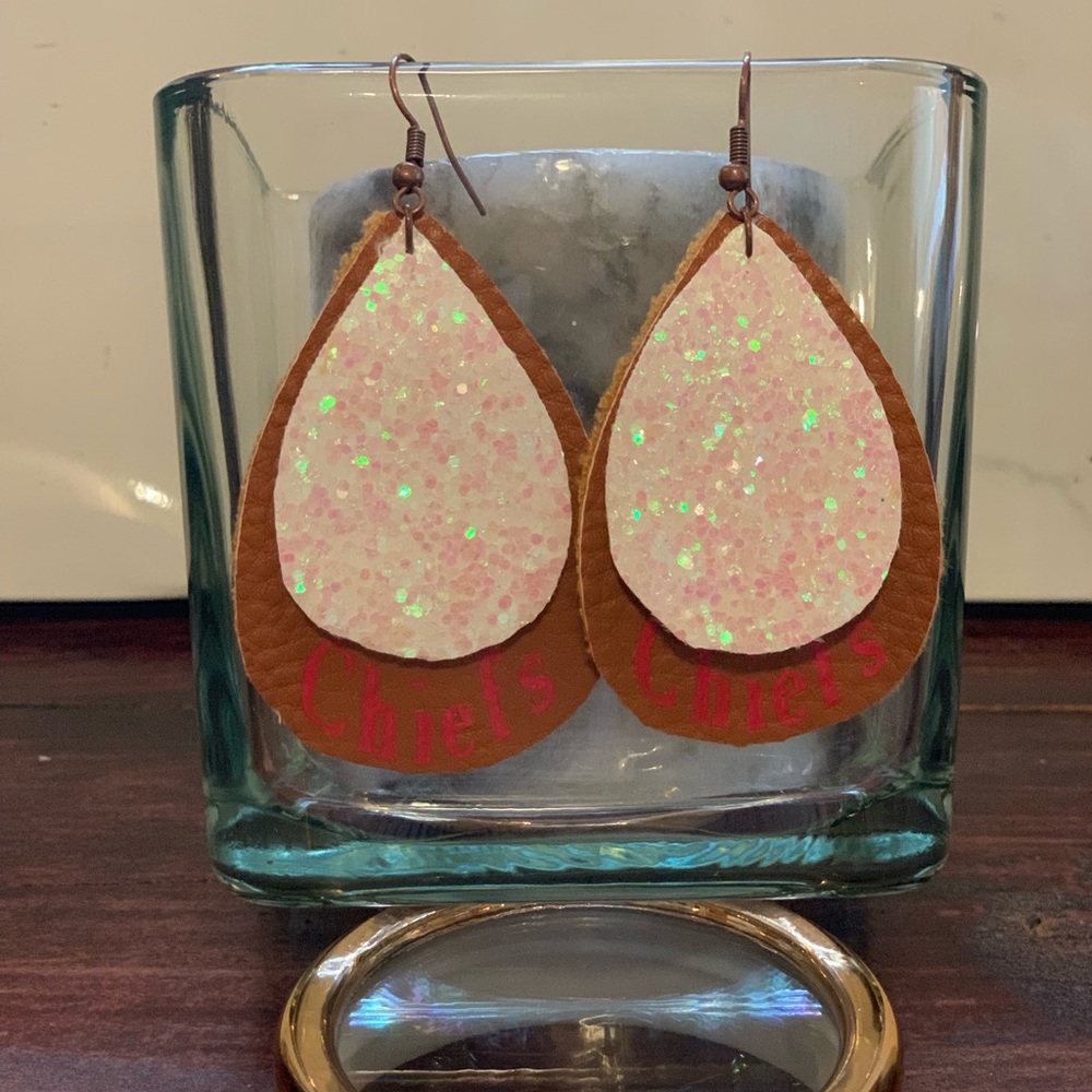 Chiefs faux leather earrings